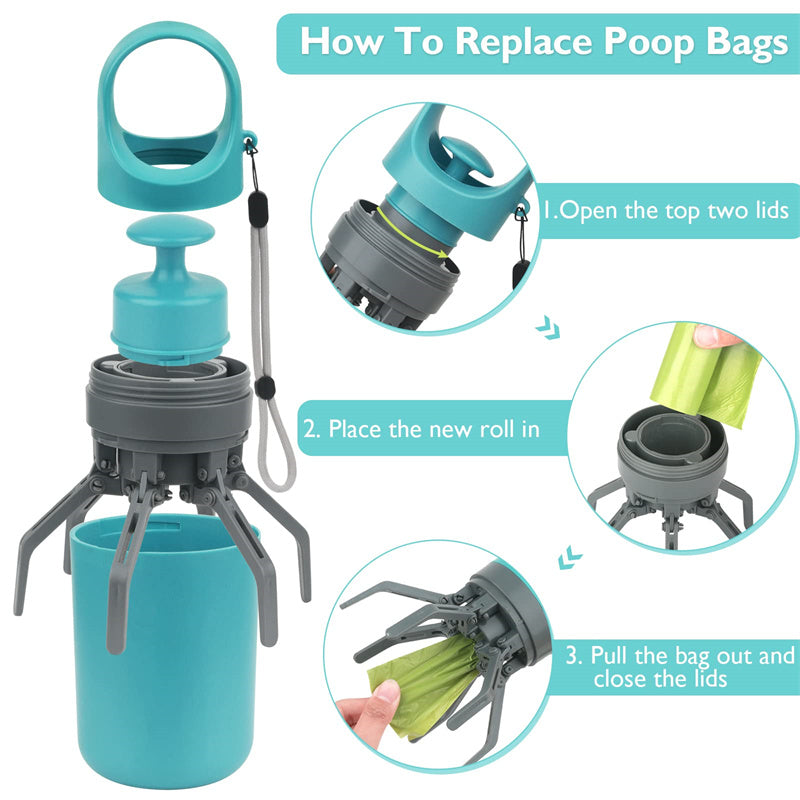 Portable Lightweight Dog Pooper Scooper With Built-in Poop Bag Dispenser Eight-claw Shovel For Pet Toilet Picker Pet Products - Paw Pet