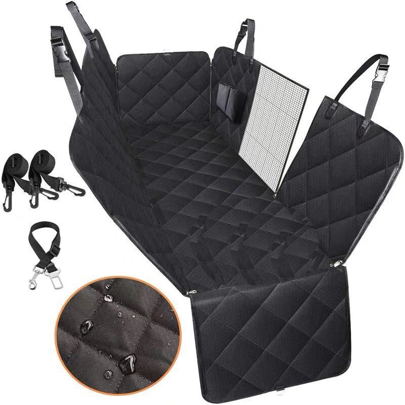 Dog Car Seat Cover View Mesh Pet Carrier Hammock Safety Protector Car Rear Back Seat Mat With Zipper And Pocket For Travel - Paw Pet