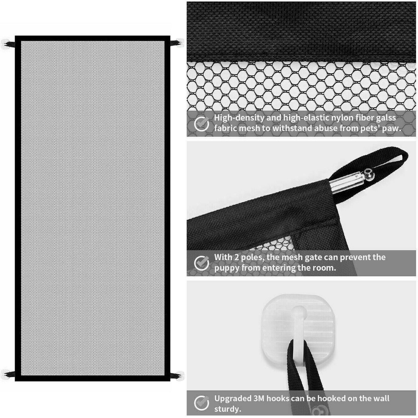 Pets Dog Cat Baby Safety Gate Mesh Fence Magic Portable Guard Net Stairs Doors - Paw Pet